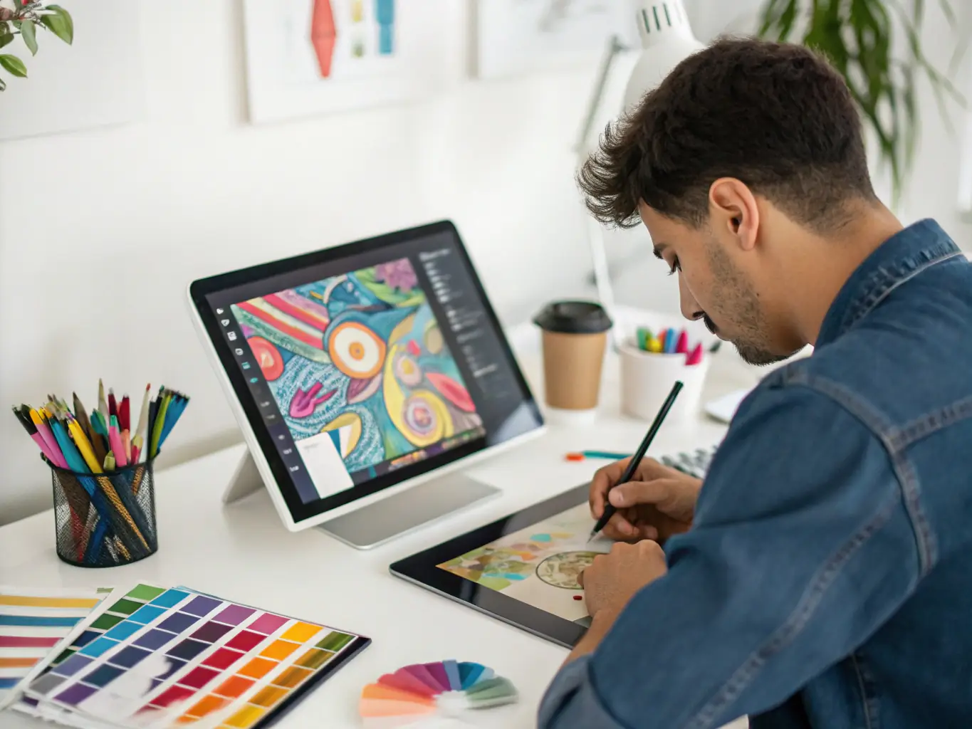 A digital artist creating a 3D model of a traditional South African mask using sculpting software, with a focus on the software's interface and workflow.